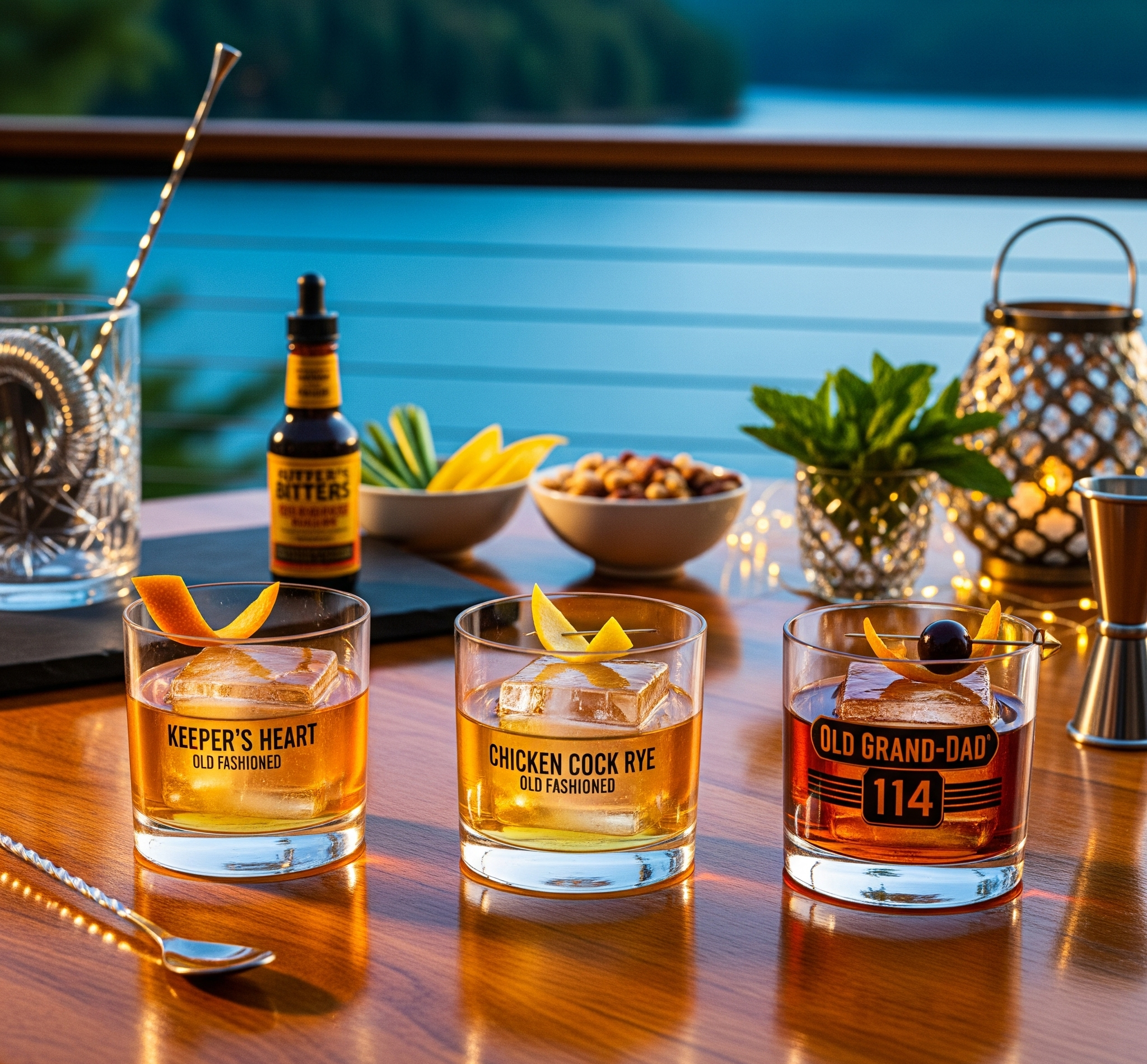 Old Fashioned Cocktails (Rye, Irish and Bourbon)
