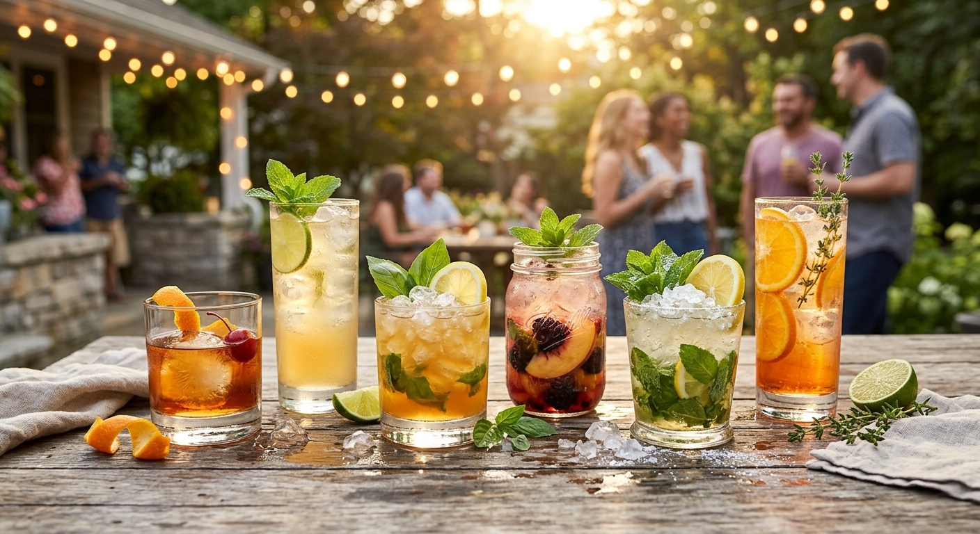 Various bourbon drinks perfect for summer entertaining.